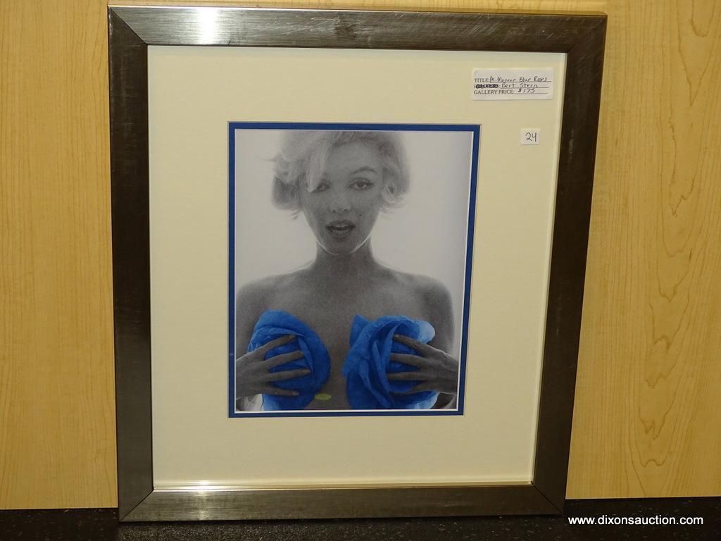 MARILYN MONROE BLUE ROSES BY BERT STERN. MEASURES 15 3/4" X 18".