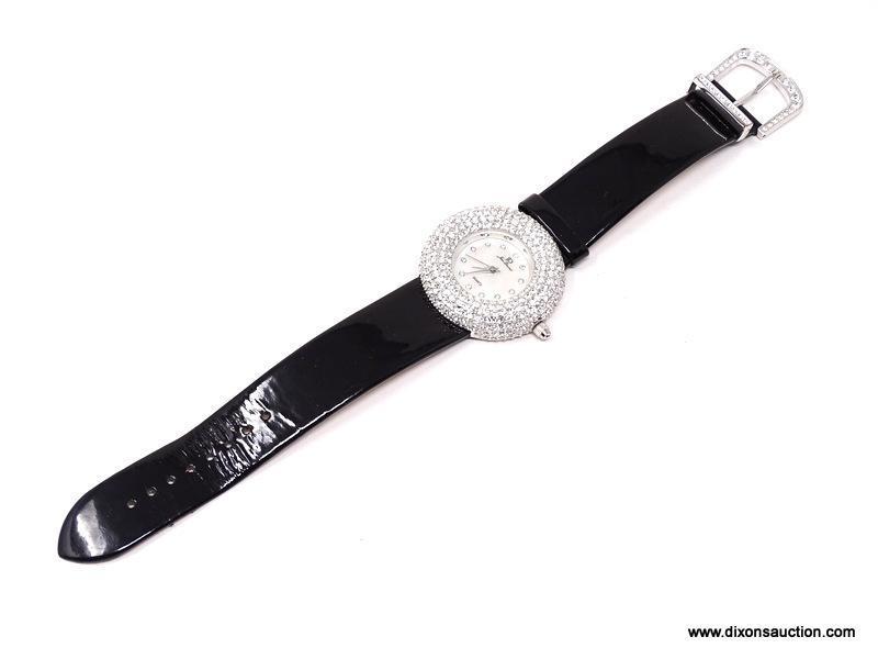 DAZZLING DESIGNER SIGNED, "JEAN DOUSSET" RHINESTONE #B5597 WRIST WATCH. THE GREAT-GREAT GRANDSON OF