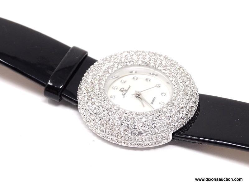 DAZZLING DESIGNER SIGNED, "JEAN DOUSSET" RHINESTONE #B5597 WRIST WATCH. THE GREAT-GREAT GRANDSON OF