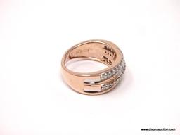 24K ROSE GOLD OVER STERLING SILVER GENUINE DIAMOND RING. THIS BEAUTIFUL YET SUBTLE STATEMENT RING IS