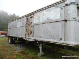 OLD TRACTOR TRAILER WITH ROUNDED FRONT. GOOD FOR STORAGE. COME PREPARED TO MOVE.