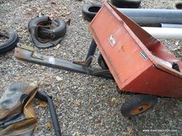 AGRI-FAB RED METAL UTILITY CART/PULL BEHIND TRAILER. MODEL #190-653A. MEASURES 48" X 29" X 12".