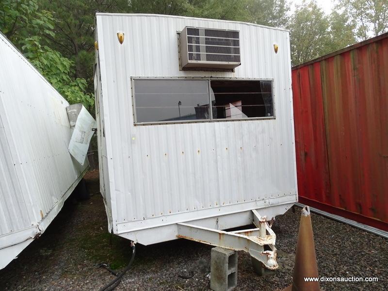 WHITE CONTRACTOR OFFICE TRAILER. RUSTED. PLEASE PREVIEW FOR CONDITION. COME PREPARED TO MOVE IT.