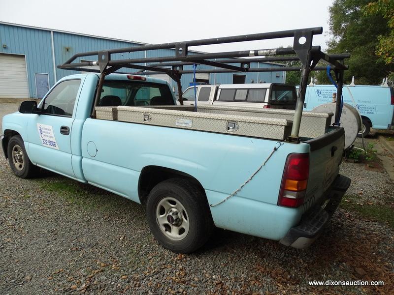 2005 GMC SIERRA PICKUP TRUCK. 279,325 MILES. RACK ON TOP AND 3 HEAVY DUTY STEEL TOOL BOXES IN BACK.