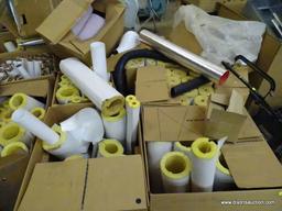 (16) BOX LOT OF ASSORTED MICRO-LOK PVC FIBERGLASS INSULATED PIPE COVERS.