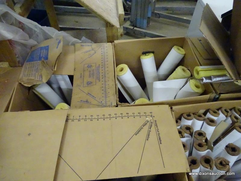 (16) BOX LOT OF ASSORTED MICRO-LOK PVC FIBERGLASS INSULATED PIPE COVERS.