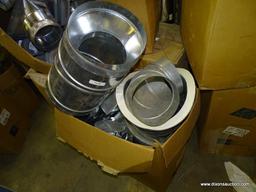 LARGE LOT OF ASSORTED DUCT WORK PIECES AND ROLLED METAL TUBING. DOES INCLUDE SOME CALCIUM SILICATE