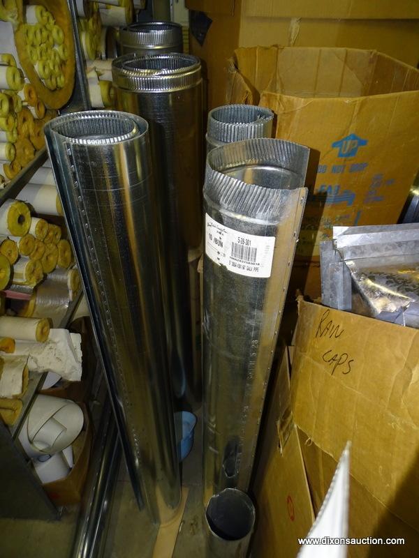 LARGE LOT OF ASSORTED DUCT WORK PIECES AND ROLLED METAL TUBING. DOES INCLUDE SOME CALCIUM SILICATE
