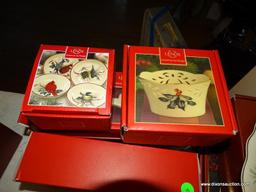 (LR) MISCELL. LENOX CHRISTMAS ITEMS; 5 MISCELL LENOX CHRISTMAS PORCELAIN ITEMS NEW IN BOXES- SET OF