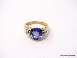 18KT GOLD OVER .925 STERLING SILVER & SIMULATED TANZANITE/DIAMOND TECHNIBOND 3 PC. SET TO INCLUDE: