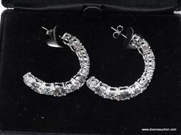 PAIR OF .925 STERLING SILVER & LARGE CZ "C" PIERCED EARRINGS. REAL COLLECTIBLES BY ADRIENNE. COMES