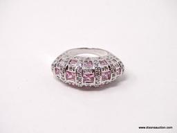 VICTORIA WIECK .925 STERLING SILVER PINK & CLEAR CZ RING. COMES WITH BOX. RING SIZE IS BETWEEN 7 &