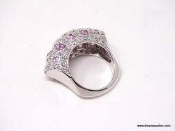 VICTORIA WIECK .925 STERLING SILVER PINK & CLEAR CZ RING. COMES WITH BOX. RING SIZE IS BETWEEN 7 &