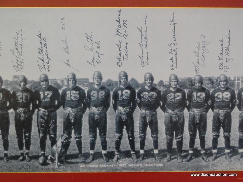 WASHINGTON REDSKINS 1937 WORLD'S CHAMPIONS PHOTOGRAPH PRINT; DISPLAYS THE WHOLE OF THE REDSKINS TEAM