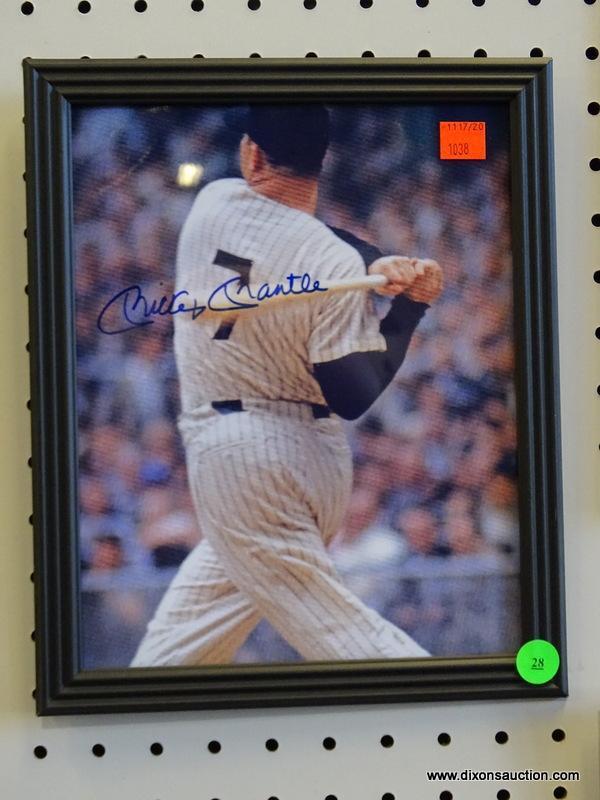 SIGNED NEW YORK YANKEES PHOTOGRAPH; IS OF AND SIGNED BY MICKEY MANTLE. HAS COA ON THE BACK FROM