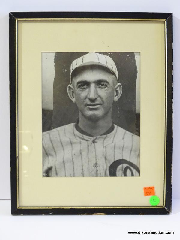 BLACK AND WHITE PROMOTIONAL PHOTO; IS OF JOSEPH "SHOELESS JOE" JACKSON. IS IN A BLACK FRAME WITH