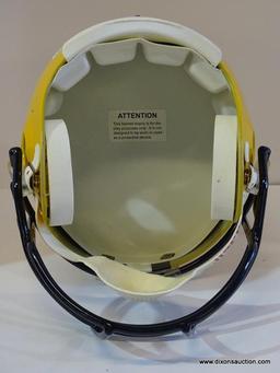 TROPHY HELMET; LSU TROPHY FOOTBALL HELMET IN YELLOW, BLACK, AND WHITE. NOT TO BE USED FOR ACTIVE