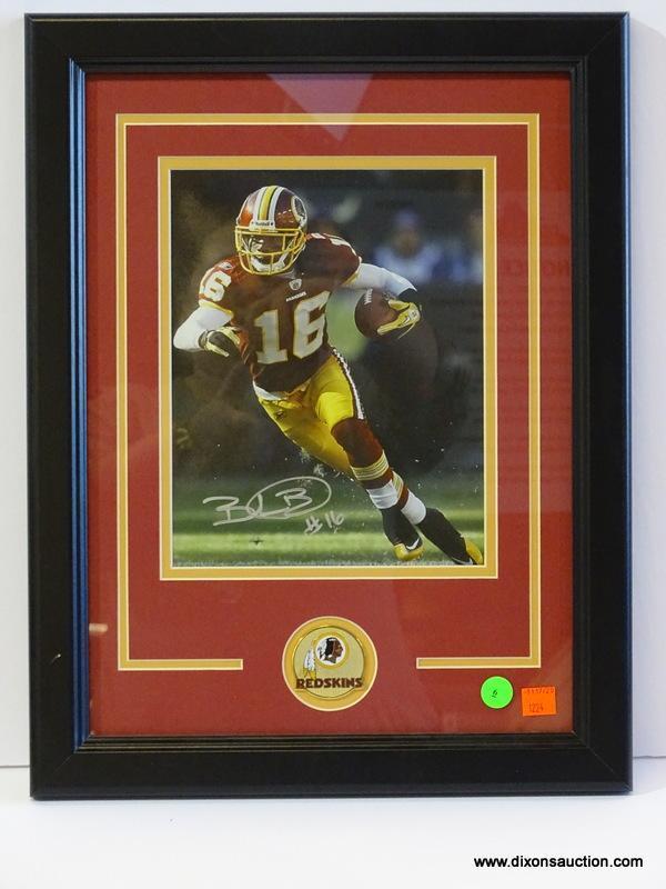 SIGNED REDSKINS PHOTOGRAPH; PHOTO IS OF AND IS SIGNED BY BRANDON BANKS. IS AN 8 IN X 10 IN