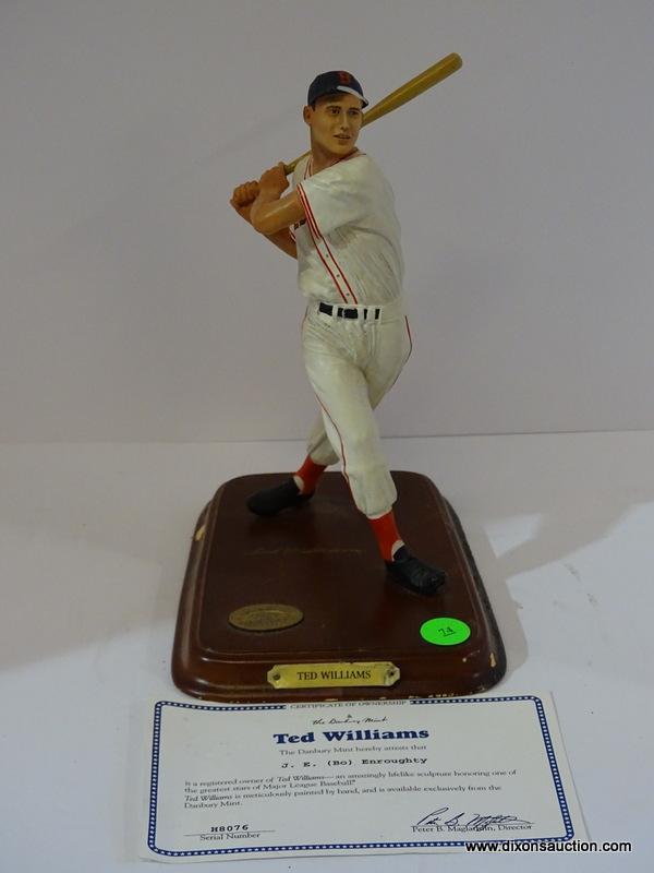 DANBURY MINT FIGURINE; "TED WILLIAMS" FROM THE ALL STAR FIGURINES COLLECTION. MEASURES 8 IN TALL.