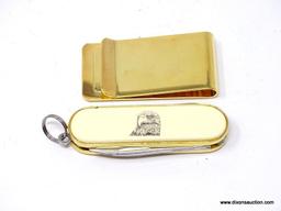 BARLOW SWISS KNIFE AND MONEY CLIP SET WITH DETAILED BALD EAGLES. COMES IN ORIGINAL GIFT SET BOX.