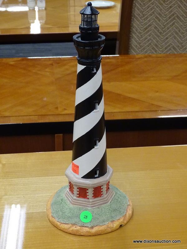 LIGHTHOUSE FIGURINE; "CAPE HATTERAS" FIGURINE IN VERY GOOD CONDITION. MEASURES 14 IN TALL