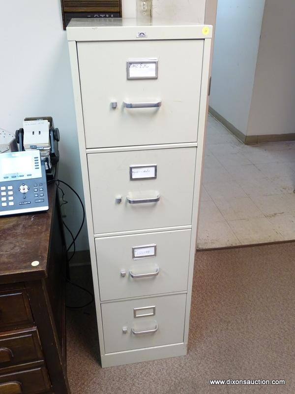 (RM2) PINNACLE 4 DRAWER CREAM COLOR LATERAL FILING CABINET. MEASURES 15" X 26.5" X 52".