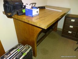 (RM3) LARGE WOODGRAIN DRAFTING TABLE. MEASURES 72" X 38" X 40".