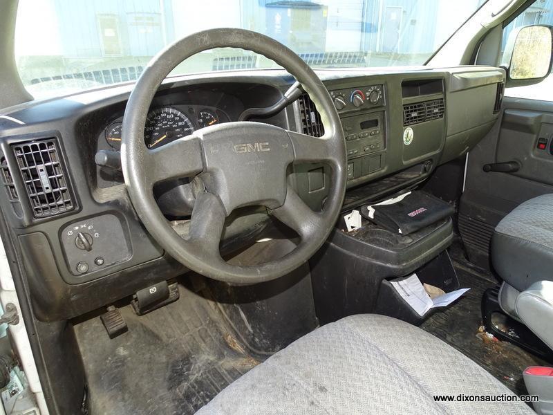 2007 GMC SAVANA WORK VAN. 171,173 MILES. HAS INTERIOR CAGE WITH SHELVES AND ROOF LADDER RACK.