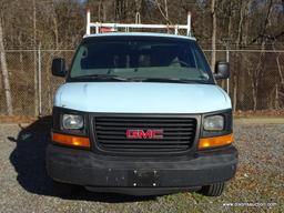 2007 GMC SAVANA WORK VAN. 171,173 MILES. HAS INTERIOR CAGE WITH SHELVES AND ROOF LADDER RACK.