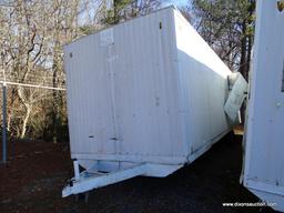 WHITE CONTRACTOR OFFICE TRAILER. RUSTED, NEEDS TIRES. PLEASE SEE PICTURES FOR CONDITION. COME