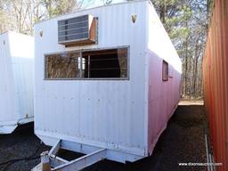 WHITE CONTRACTOR OFFICE TRAILER. RUSTED, NEEDS TIRES. PLEASE SEE PICTURES FOR CONDITION. COME