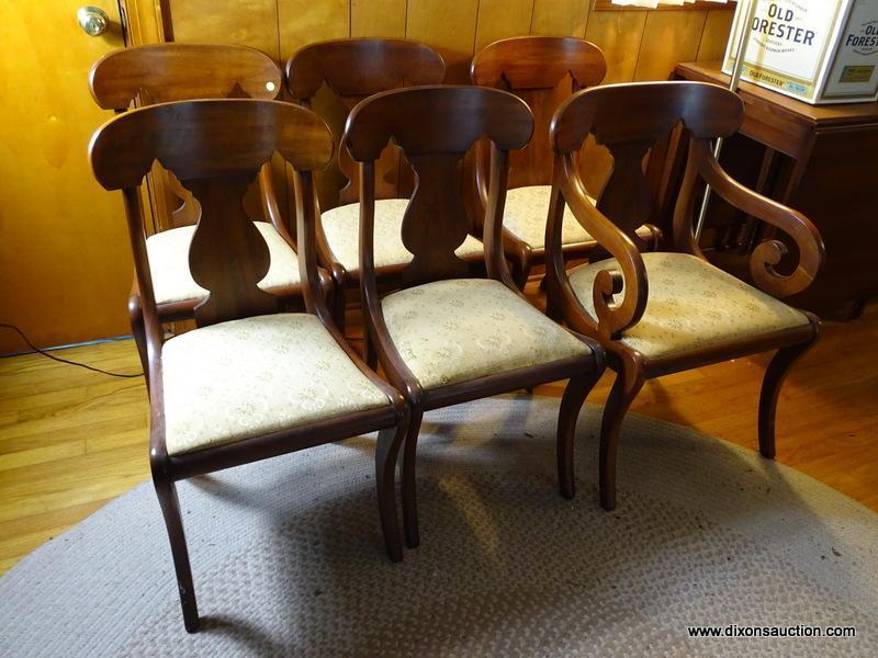 (FRM) HENKEL-HARRIS CHAIRS; 6 HENKEL HARRIS CHERRY EMPIRE STYLE CHAIRS- ONE ARM AND 5 SIDES
