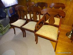 (FRM) HENKEL-HARRIS CHAIRS; 6 HENKEL HARRIS CHERRY EMPIRE STYLE CHAIRS- ONE ARM AND 5 SIDES