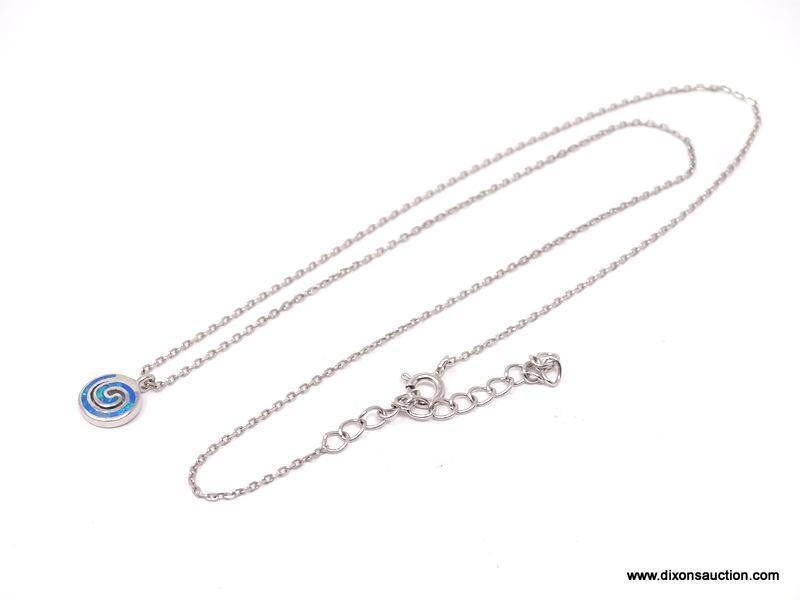 BLUE OPAL SWIRL DESIGNER NECKLACE. NEW HIGH QUALITY STERLING SILVER.