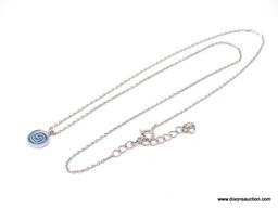 BLUE OPAL SWIRL DESIGNER NECKLACE. NEW HIGH QUALITY STERLING SILVER.