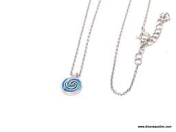 BLUE OPAL SWIRL DESIGNER NECKLACE. NEW HIGH QUALITY STERLING SILVER.