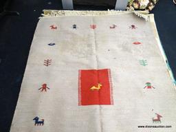 INDIA DURRIE HAND MADE RUG MEASURES 5' 3" X 7" 5".