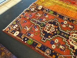 IRAN SHERAZ RUG. MEASURES 3'5" X 9'9".