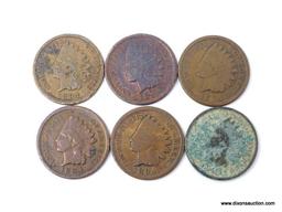 (6) 1894 INDIAN CENTS.