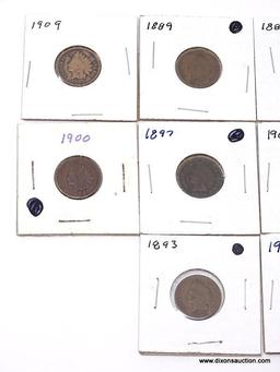 (13) VARIOUS ONE CENT-INDIAN HEAD