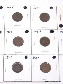 (13) VARIOUS ONE CENT-INDIAN HEAD