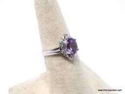 .925 AAA AWESOME 1.25 CT FACETED COLOR CHANGE; PURPLE AMETHYST TO PINK; WITH WHITE SAPPHIRES; SIZE