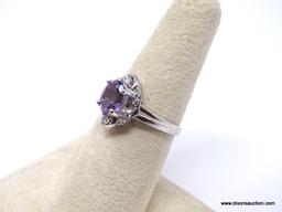 .925 AAA AWESOME 1.25 CT FACETED COLOR CHANGE; PURPLE AMETHYST TO PINK; WITH WHITE SAPPHIRES; SIZE