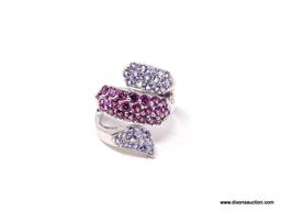 .925 AAA TOP QUALITY WHEATED ROUND RHODOLITE GARNET WITH WHEATED BLUE TANZANITE ACCENT 14KT WHITE