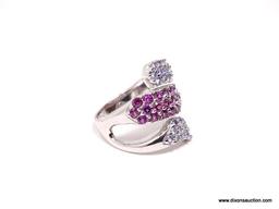 .925 AAA TOP QUALITY WHEATED ROUND RHODOLITE GARNET WITH WHEATED BLUE TANZANITE ACCENT 14KT WHITE