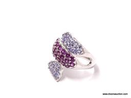 .925 AAA TOP QUALITY WHEATED ROUND RHODOLITE GARNET WITH WHEATED BLUE TANZANITE ACCENT 14KT WHITE