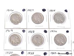 various Buffalo Nickels - Bag of 13 coins