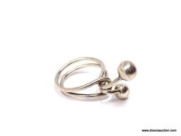 .925 STERLING SILVER DOUBLE BALL MODERNIST RING. WEIGHS APPROX. 5.51 GRAMS. THE RING SIZE IS APPROX.