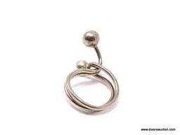 .925 STERLING SILVER DOUBLE BALL MODERNIST RING. WEIGHS APPROX. 5.51 GRAMS. THE RING SIZE IS APPROX.