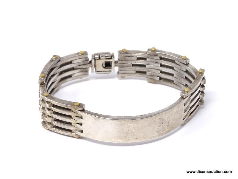 HEAVY TAXCO TA-48 MEXICO .925 STERLING SILVER MEN'S ID TAG LINK BRACELET. VERY NICE PIECE. MARKED ON